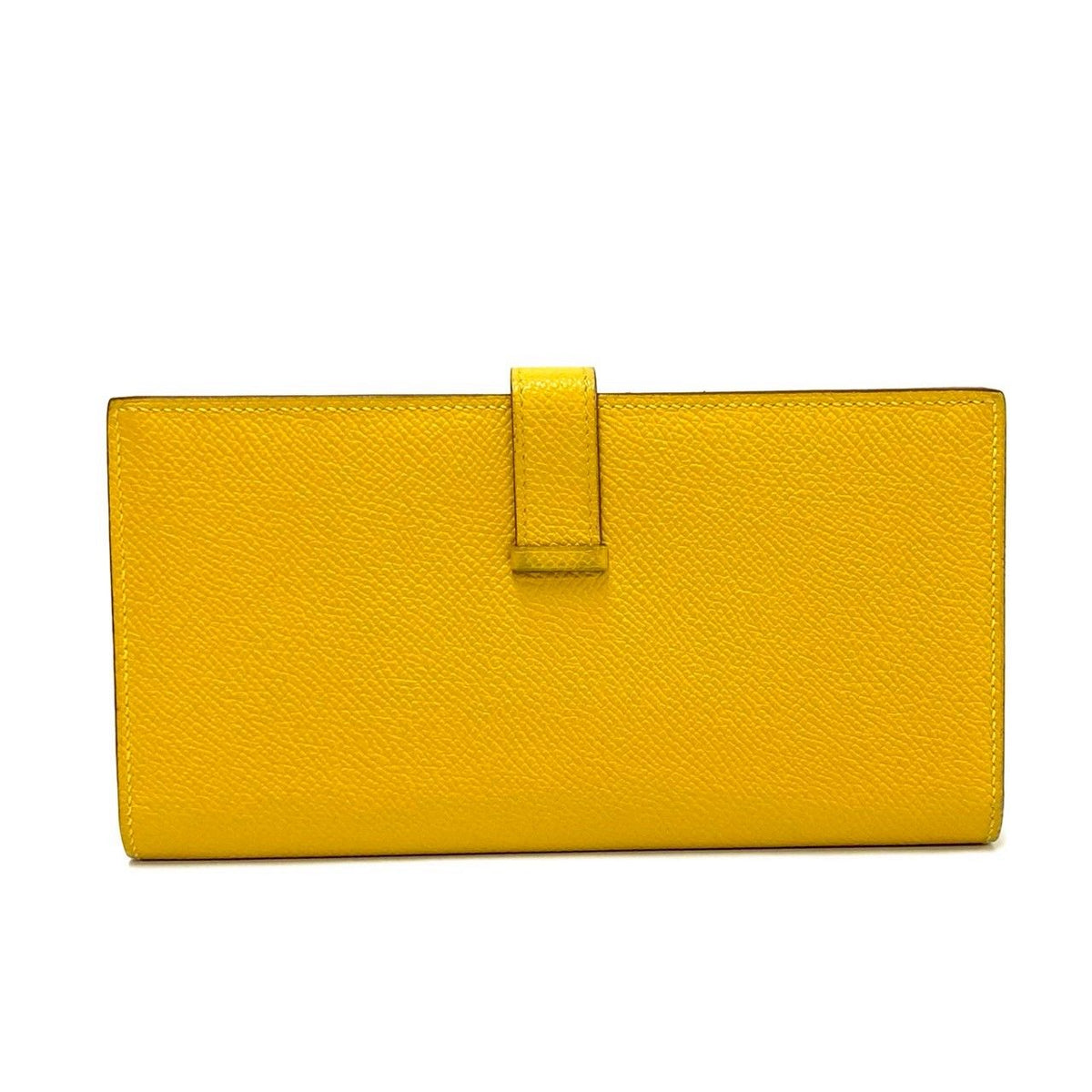 Hermes Bearn Soufflet Veau Epsom Wallet Billfold Coin Purse Yellow — view 3