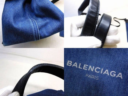 Balenciaga Navy Cabas S Tote Bag Blue Denim Canvas — view 5