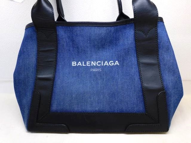 Balenciaga Navy Cabas S Tote Bag Blue Denim Canvas