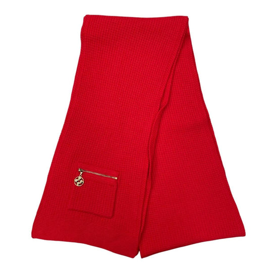 Louis Vuitton Scarf Monogram Flower Zipper Gold Wool Red