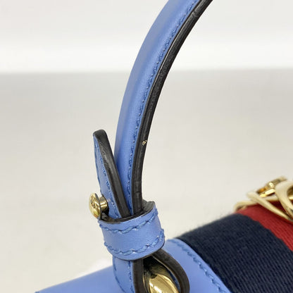 Gucci Handbag Sylvie Leather Blue Gold 2-Way Bag — view 7