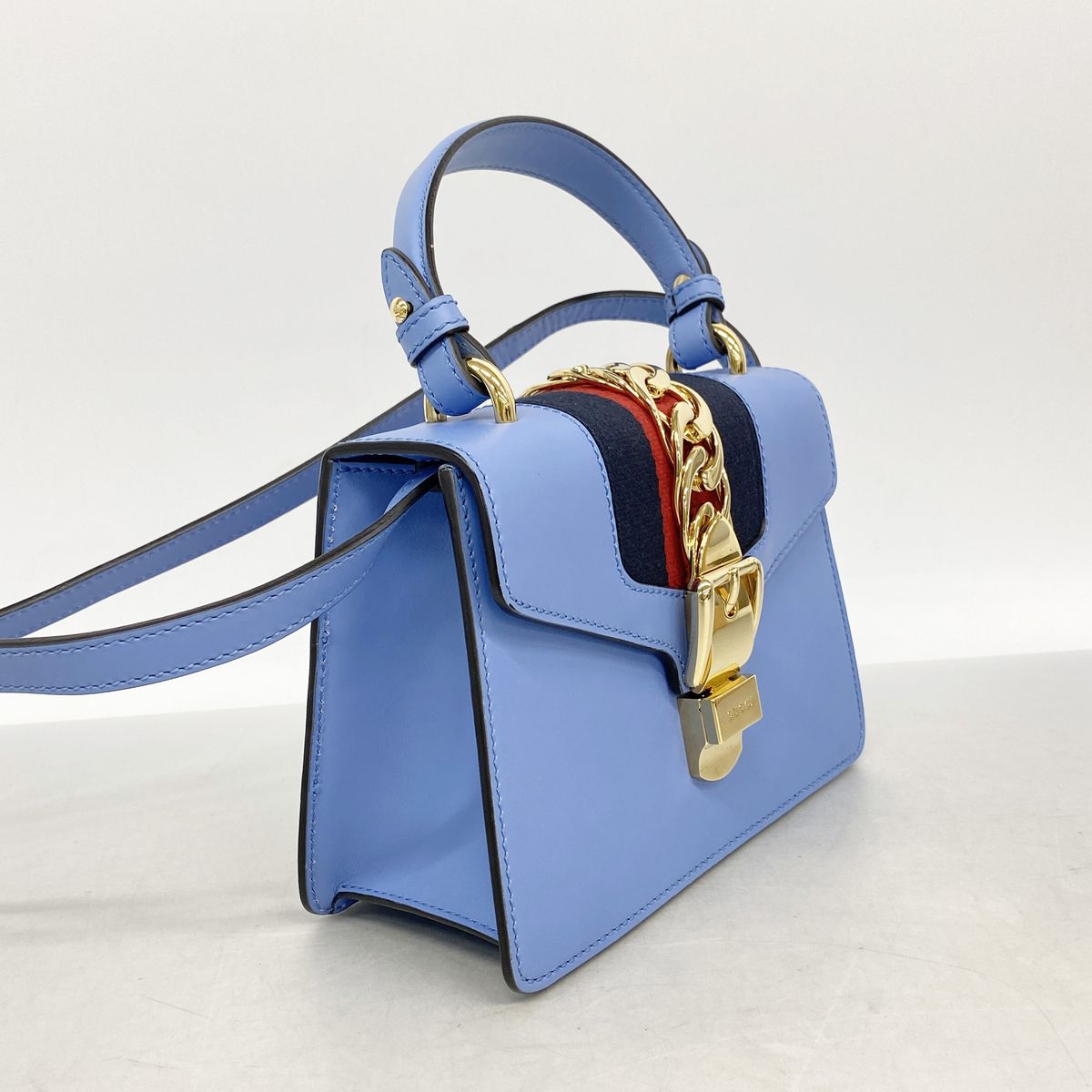 Gucci Handbag Sylvie Leather Blue Gold 2-Way Bag — view 2