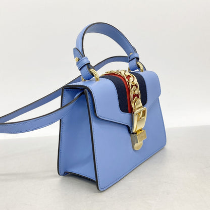 Gucci Handbag Sylvie Leather Blue Gold 2-Way Bag — view 2