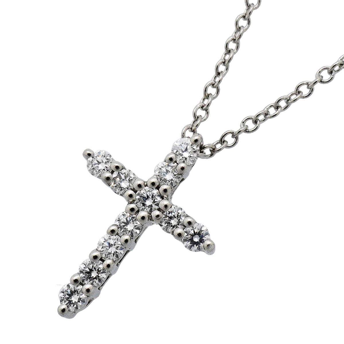 Tiffany & Co Necklace Small Cross Platinum Diamond