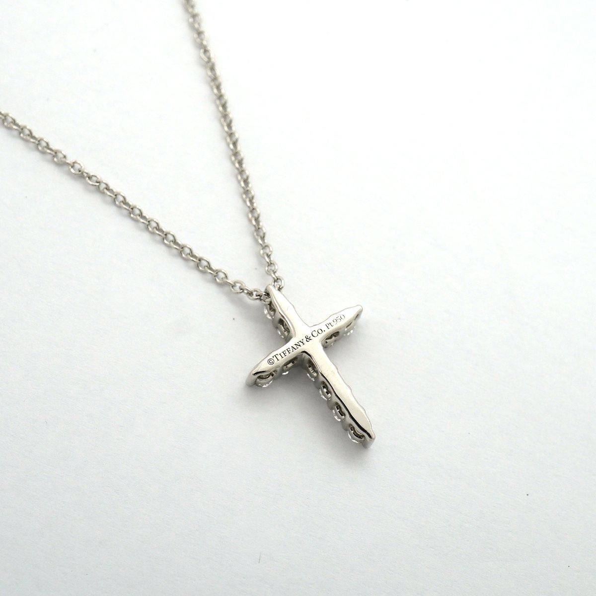 Tiffany & Co Necklace Small Cross Platinum Diamond — view 2