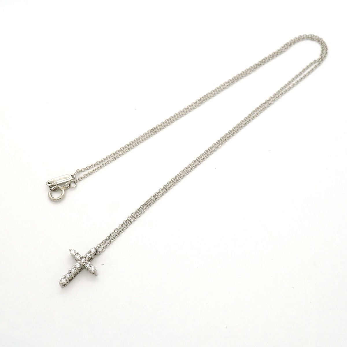 Tiffany & Co Necklace Small Cross Platinum Diamond — view 3