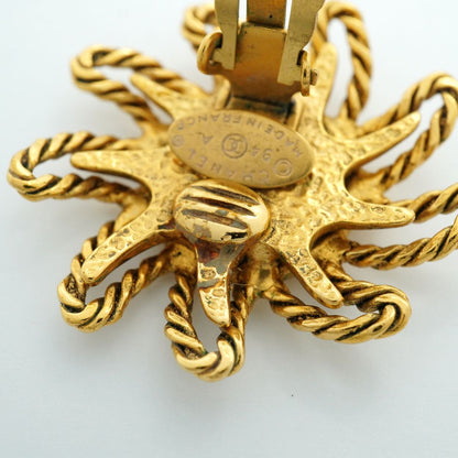 Chanel Earrings Vintage CC Logo Sun Motif Gold Plated — view 6