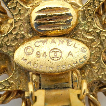 Chanel Earrings Vintage CC Logo Sun Motif Gold Plated — view 4