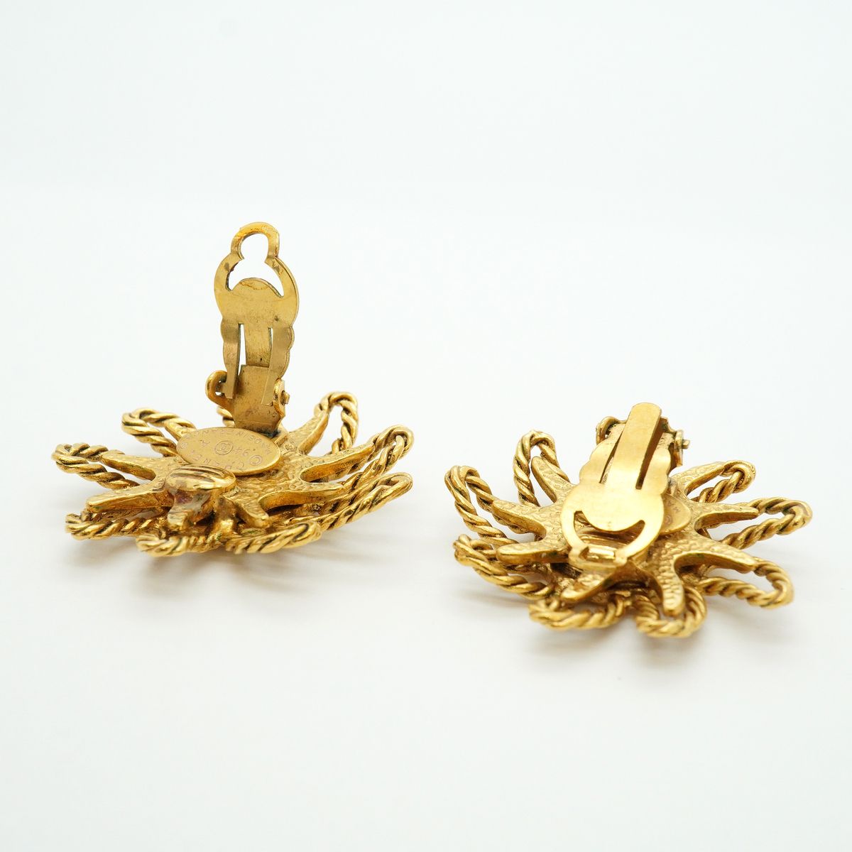 Chanel Earrings Vintage CC Logo Sun Motif Gold Plated — view 3