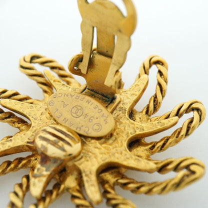 Chanel Earrings Vintage CC Logo Sun Motif Gold Plated — view 7