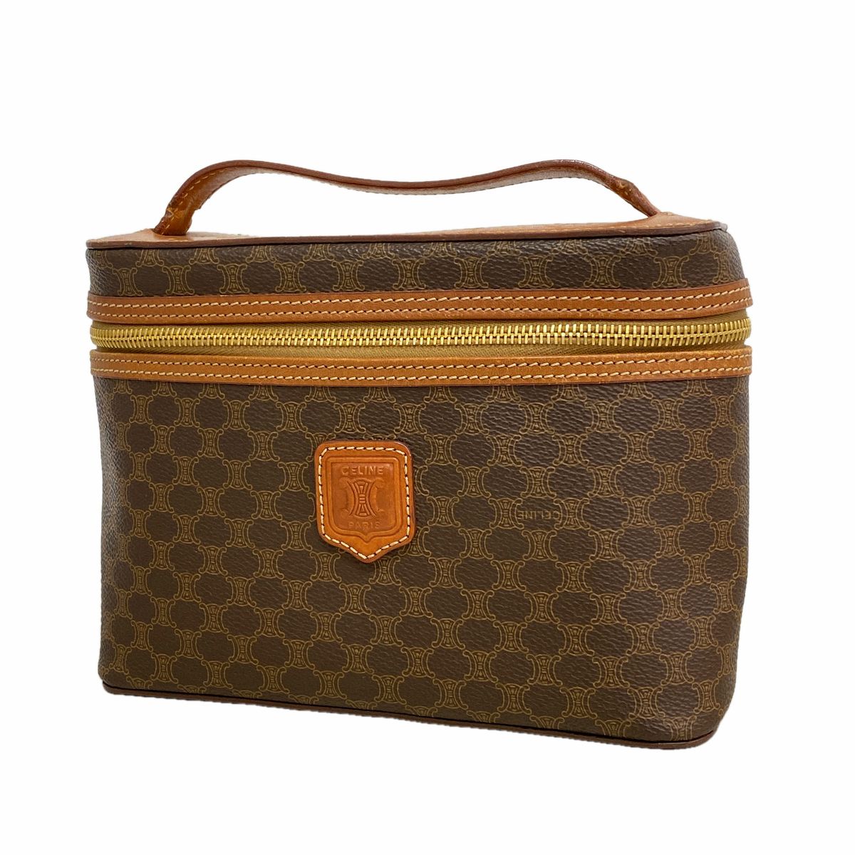 Celine Vanity Bag Macadam Brown Gold