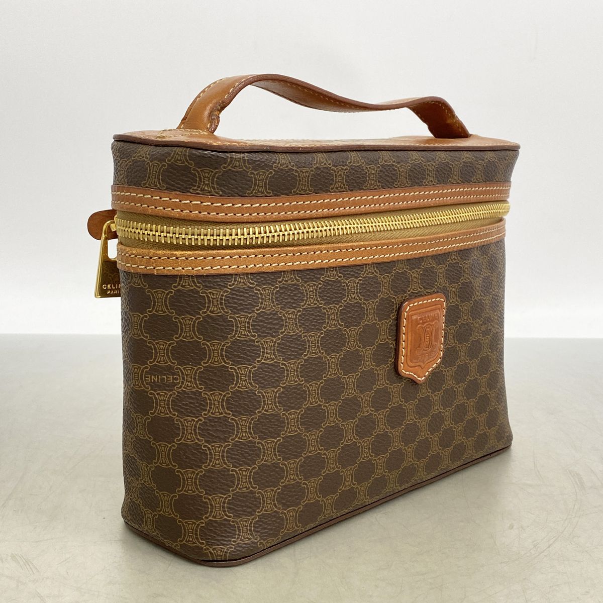 Celine Vanity Bag Macadam Brown Gold — view 2