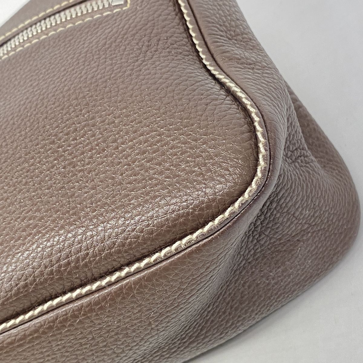 Chanel Shoulder Bag Leather Brown Silver — view 6