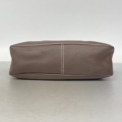 Chanel Shoulder Bag Leather Brown Silver — view 3