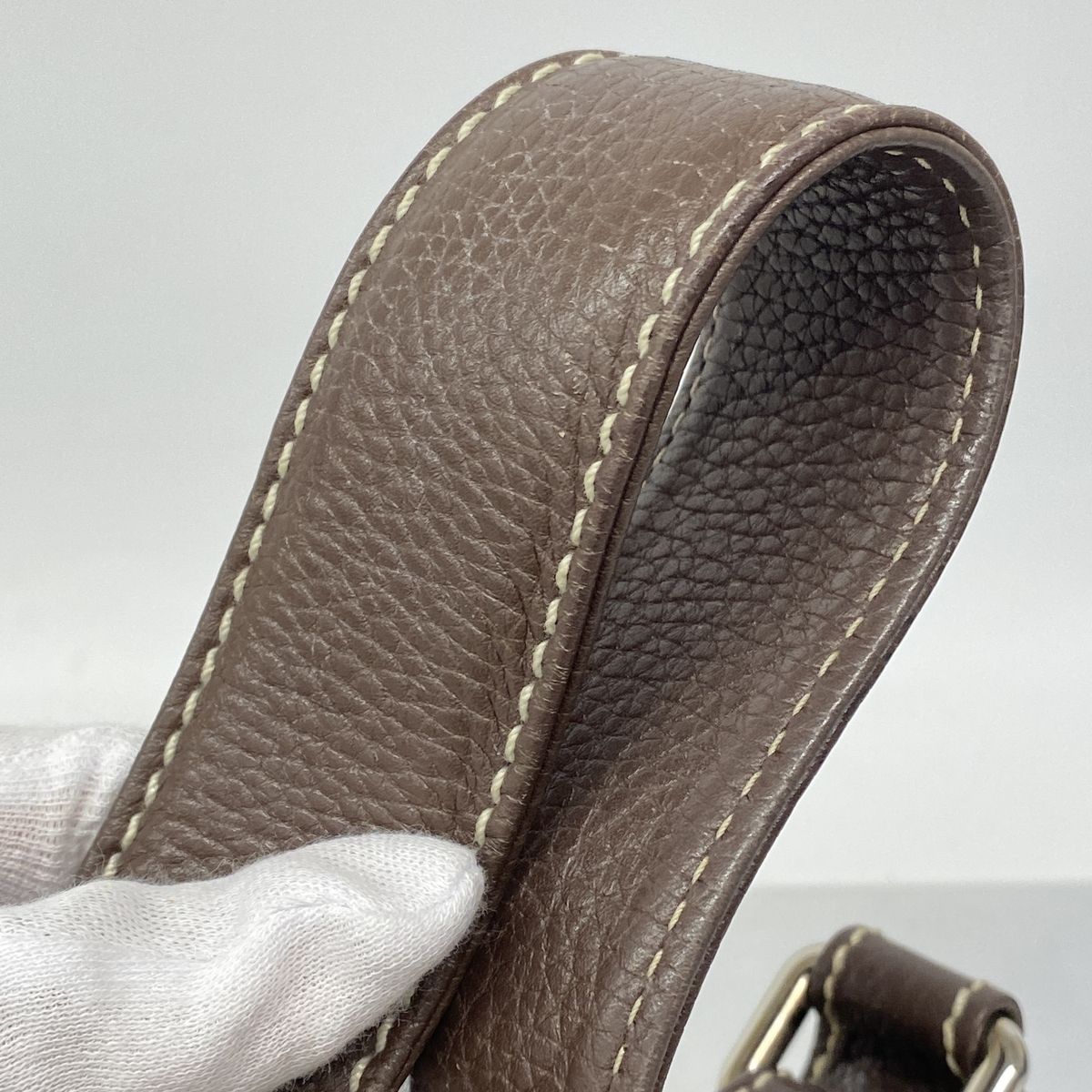 Chanel Shoulder Bag Leather Brown Silver — view 8