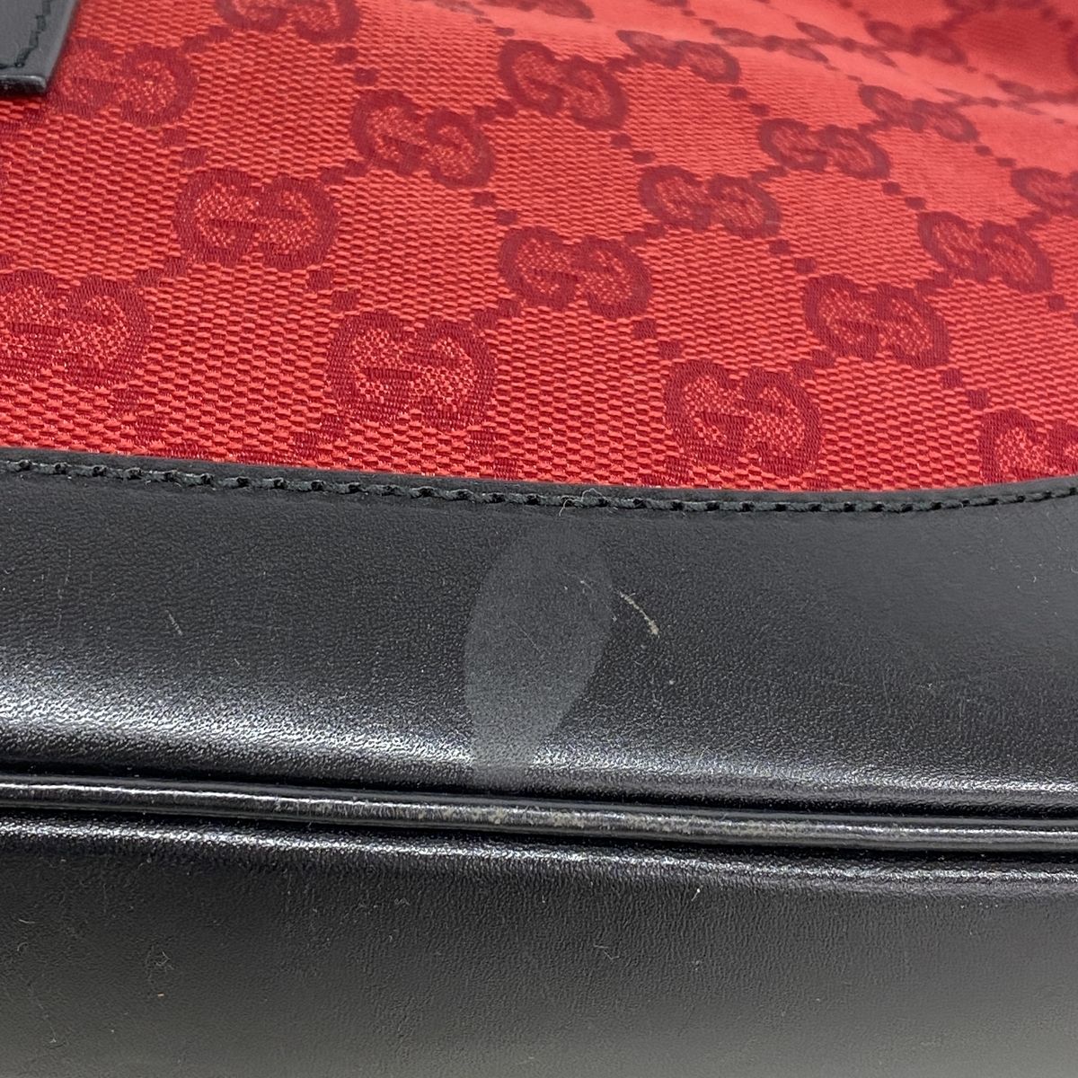 Gucci Shoulder Bag GG Canvas Jackie Red Black Silver — view 7