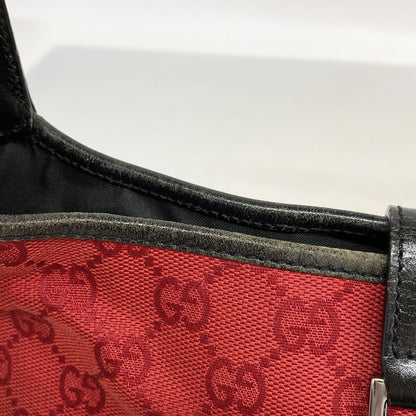 Gucci Shoulder Bag GG Canvas Jackie Red Black Silver — view 8