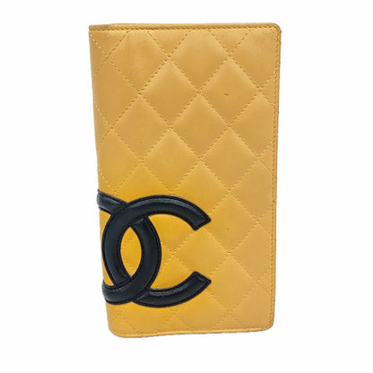 Chanel Wallet Cambon Lambskin Brown Black Silver