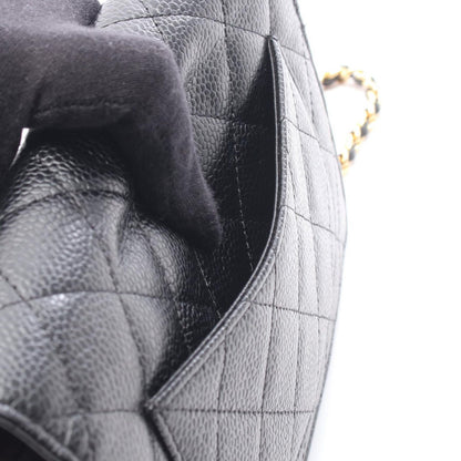Chanel Shoulder Bag Quilted Black Caviar Leather Chain Wallet — view 6