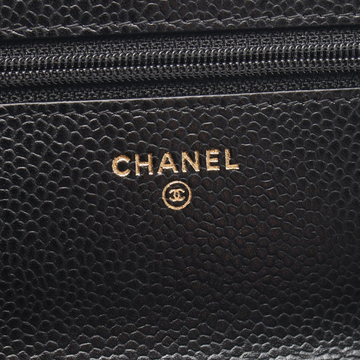 Chanel Shoulder Bag Quilted Black Caviar Leather Chain Wallet — view 4