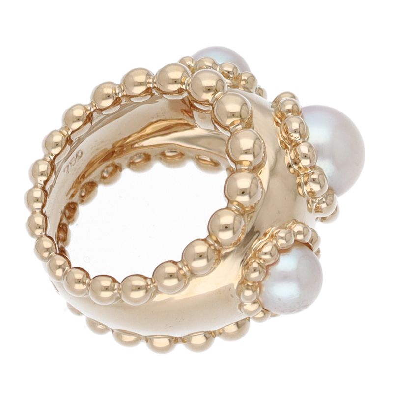 Chanel Three Symbol Pearl Ring 18K Yellow Gold — view 5