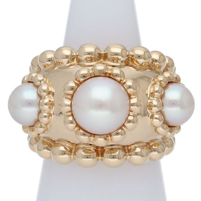 Chanel Three Symbol Pearl Ring 18K Yellow Gold