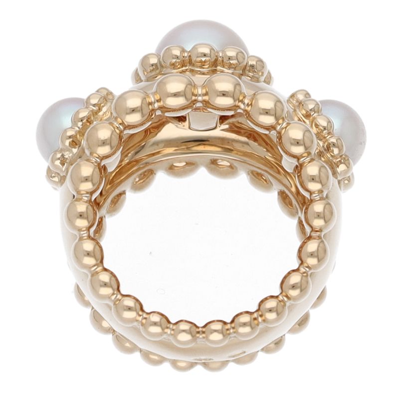 Chanel Three Symbol Pearl Ring 18K Yellow Gold — view 4