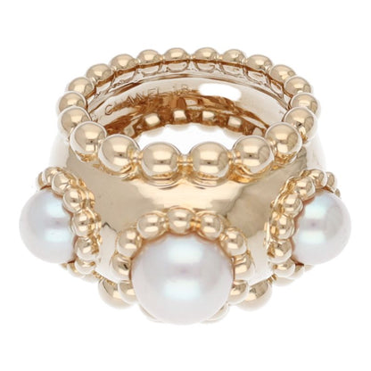Chanel Three Symbol Pearl Ring 18K Yellow Gold — view 2