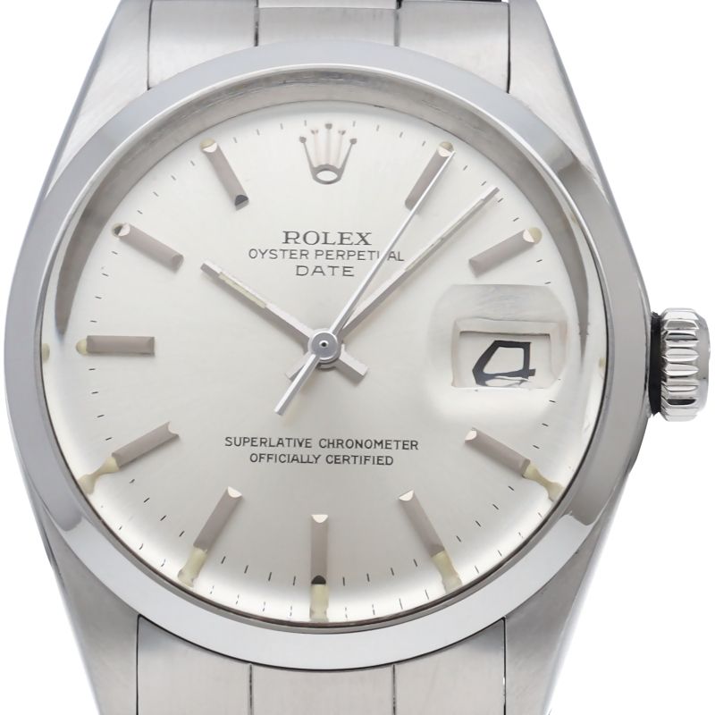 Rolex Oyster Perpetual Date Antique SS Watch Silver