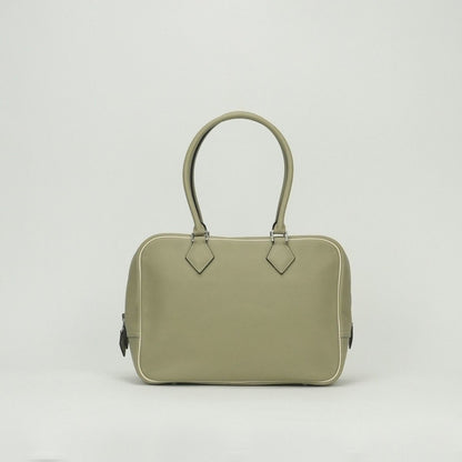 Hermes Plume 28 Tote Swift Sage Sauge Cles Craie Green Beige Silver Handbag Veau