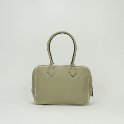 Hermes Plume 28 Tote Swift Sage Sauge Cles Craie Green Beige Silver Handbag Veau — view 3