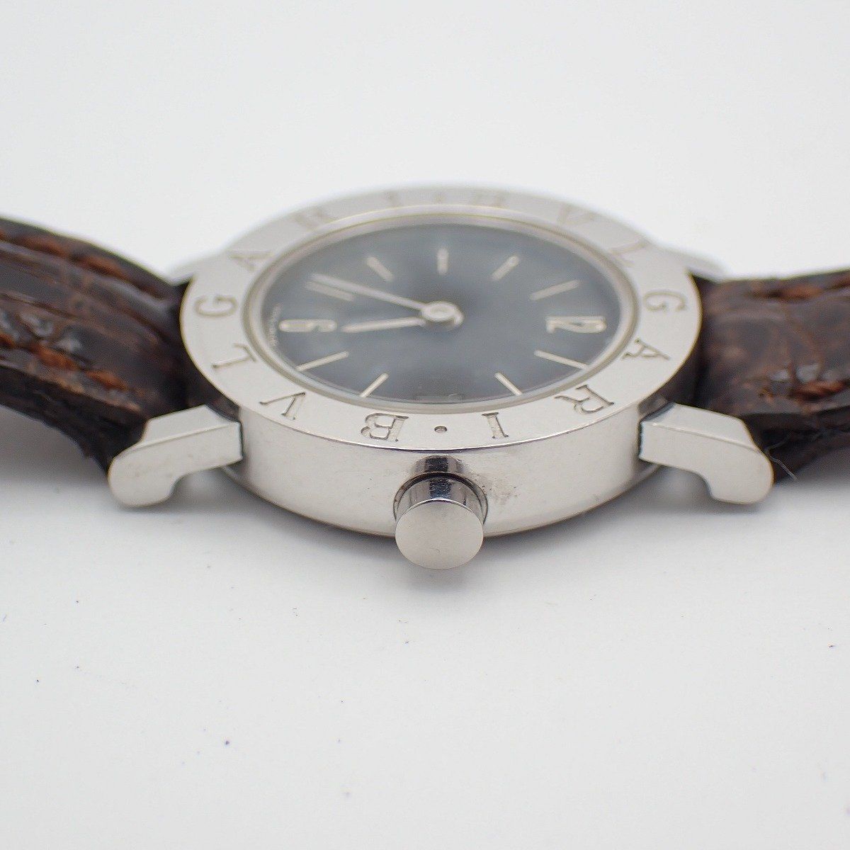Bvlgari Quartz Watch Black Dial Leather Strap Third Party Buckle — view 7