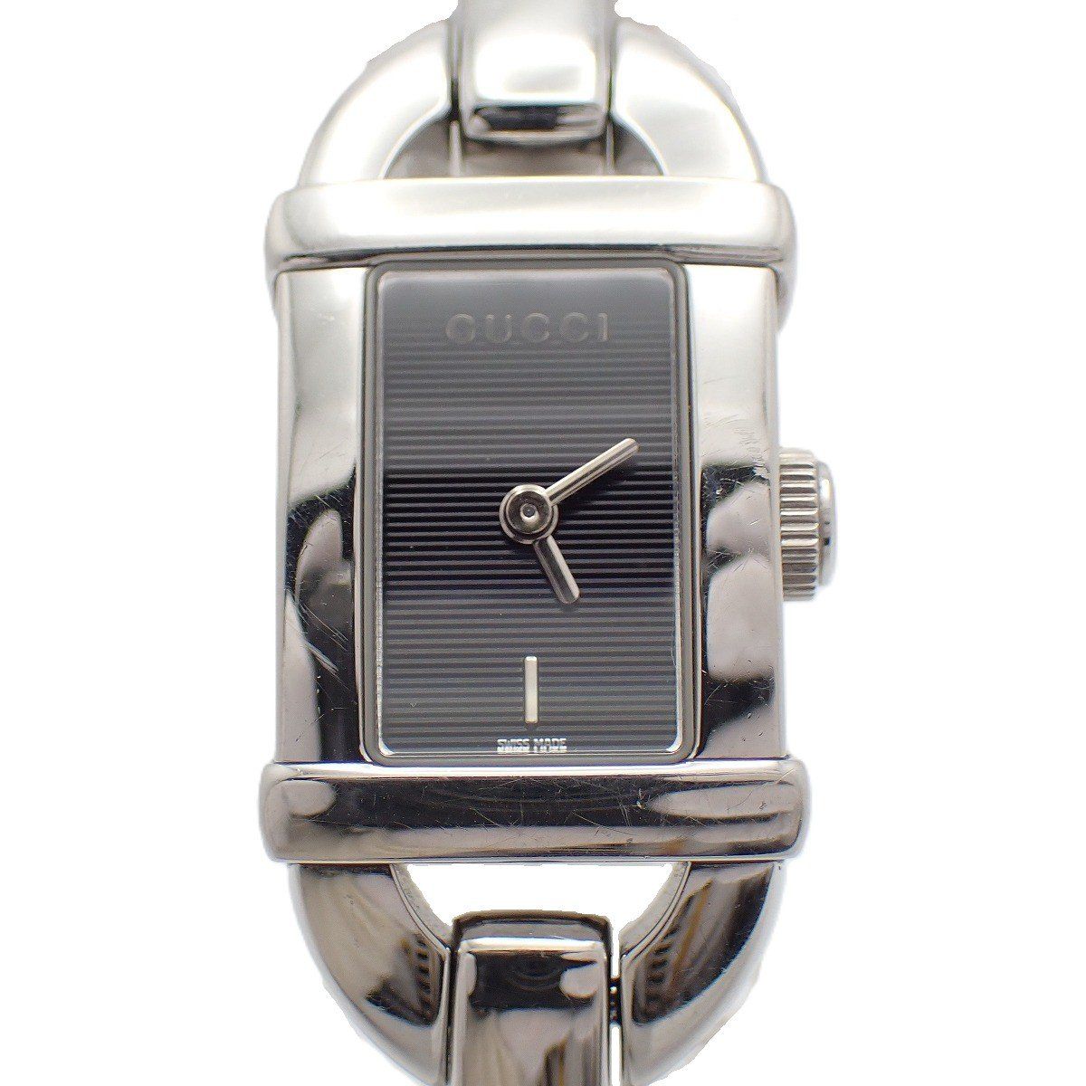 Gucci L Bangle Watch Quartz Black Dial Bamboo Strap