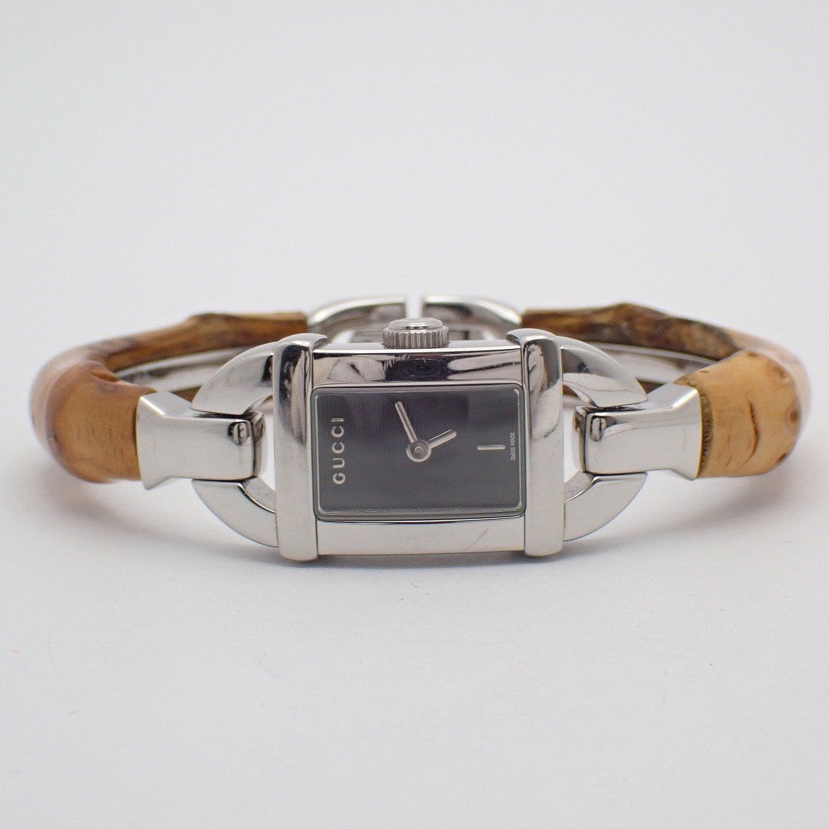 Gucci L Bangle Watch Quartz Black Dial Bamboo Strap — view 2