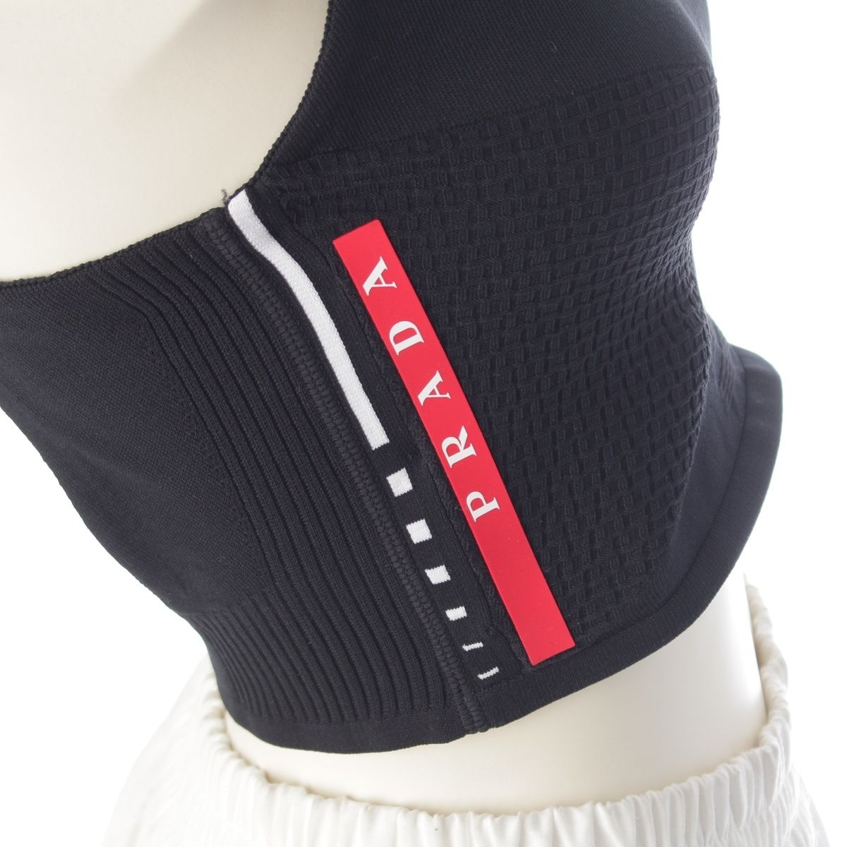 Prada Logo Back Open Cropped Tank Top Black XS — view 6