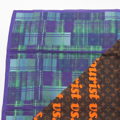 Louis Vuitton Silk Monogram Logo All Over Print Scarf Navy — view 2