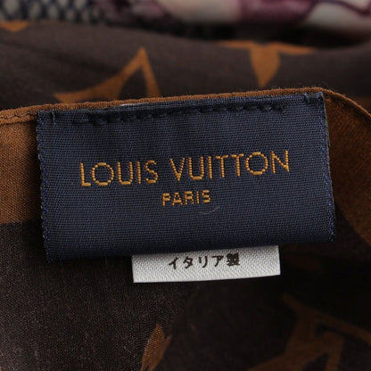 Louis Vuitton Silk Monogram Logo All Over Print Scarf Navy — view 8