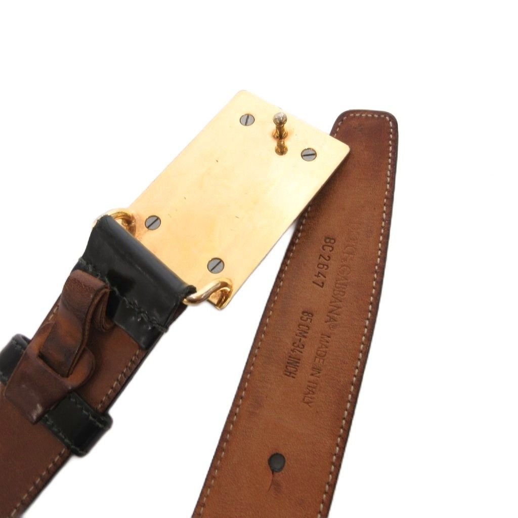 Dolce & Gabbana Belt Logo Plate Studs Leather Black — view 4