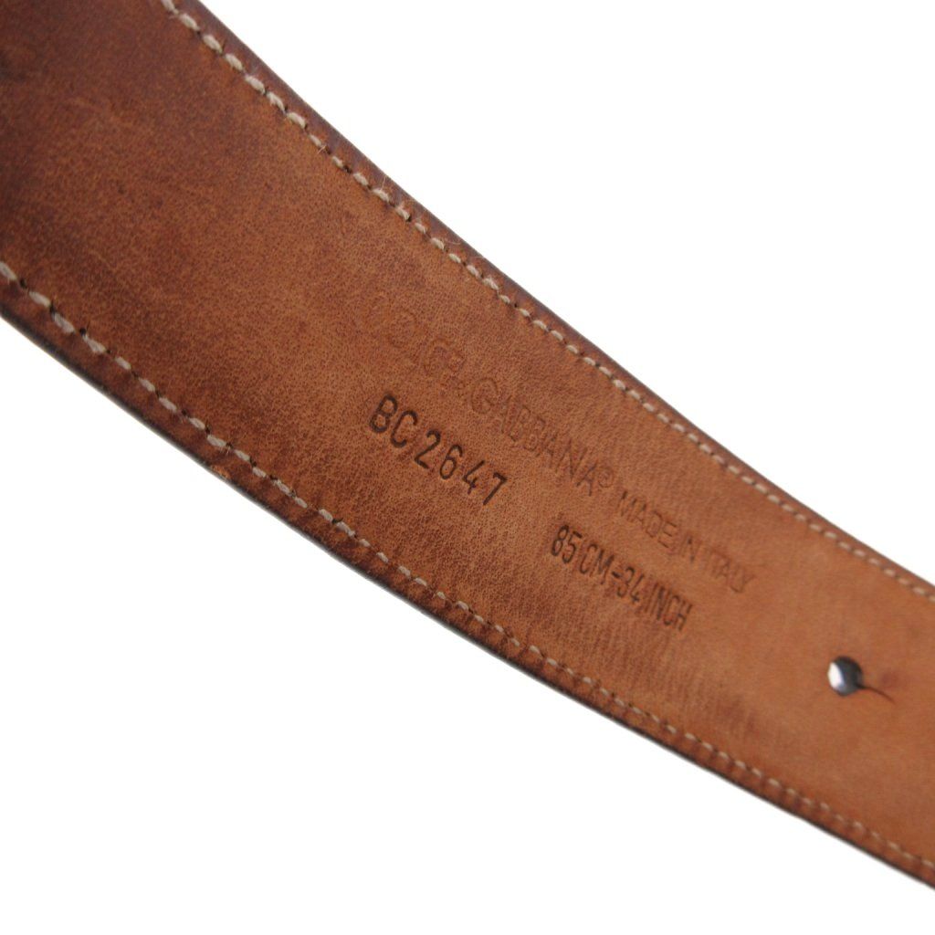 Dolce & Gabbana Belt Logo Plate Studs Leather Black — view 6