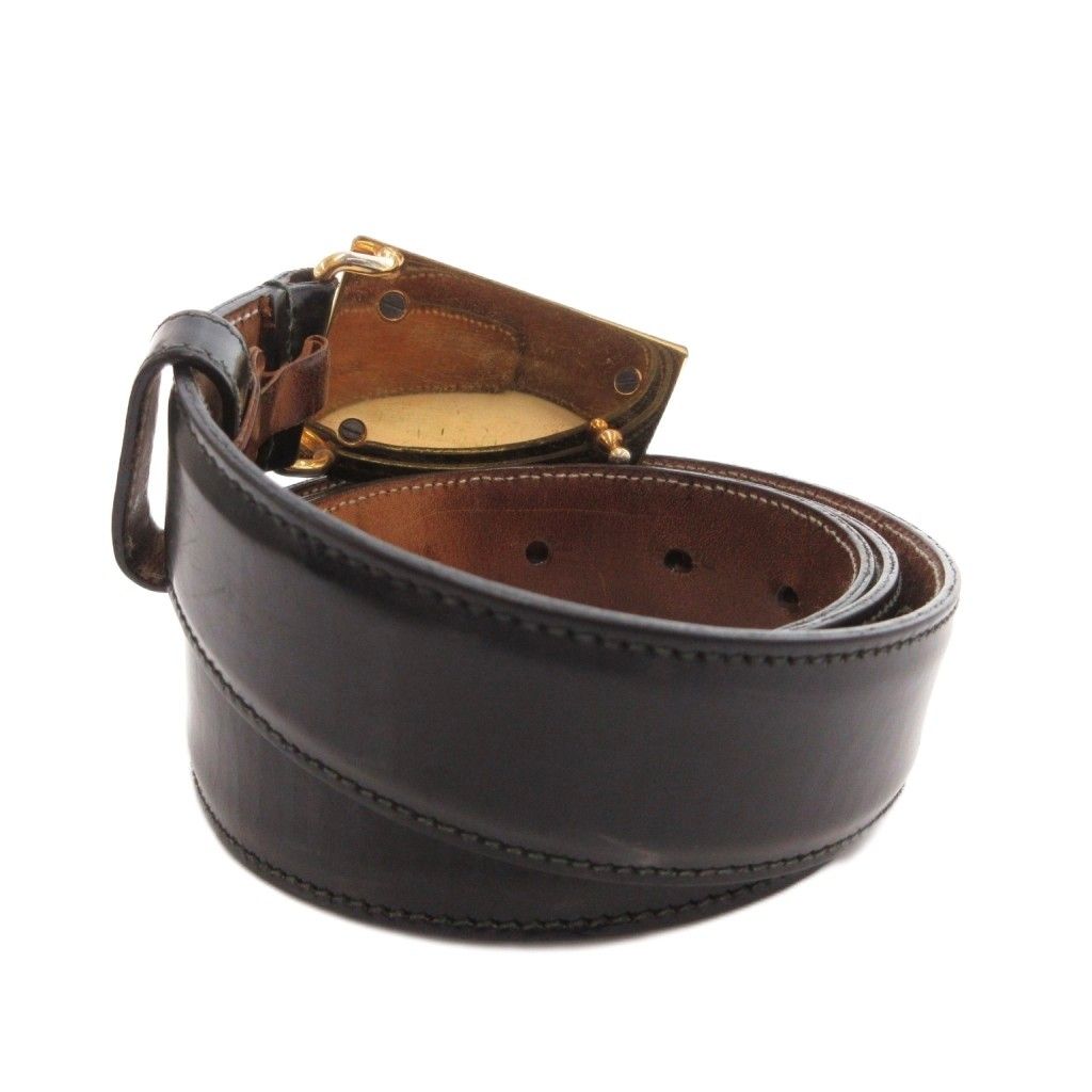 Dolce & Gabbana Belt Logo Plate Studs Leather Black — view 2