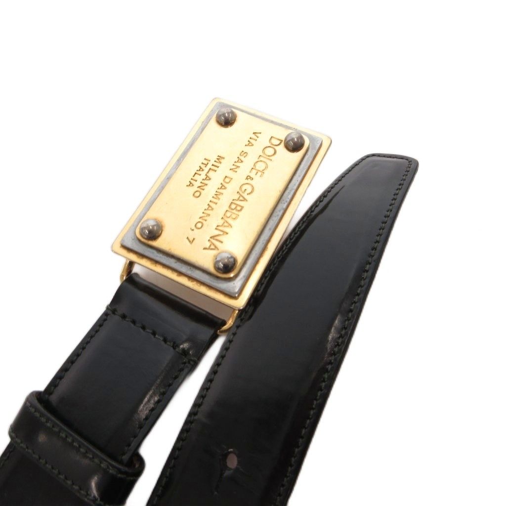 Dolce & Gabbana Belt Logo Plate Studs Leather Black — view 3
