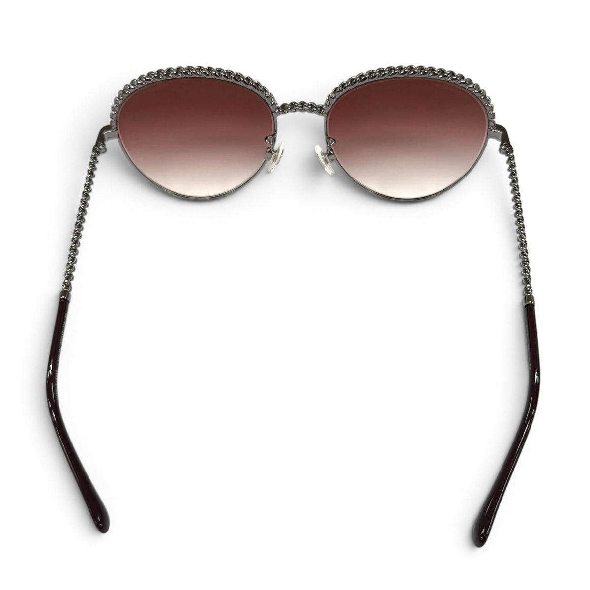 Chanel Panto Shape Gradient Lens Sunglasses with CC Logo Chain Brown Silver — view 5