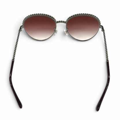 Chanel Panto Shape Gradient Lens Sunglasses with CC Logo Chain Brown Silver — view 5