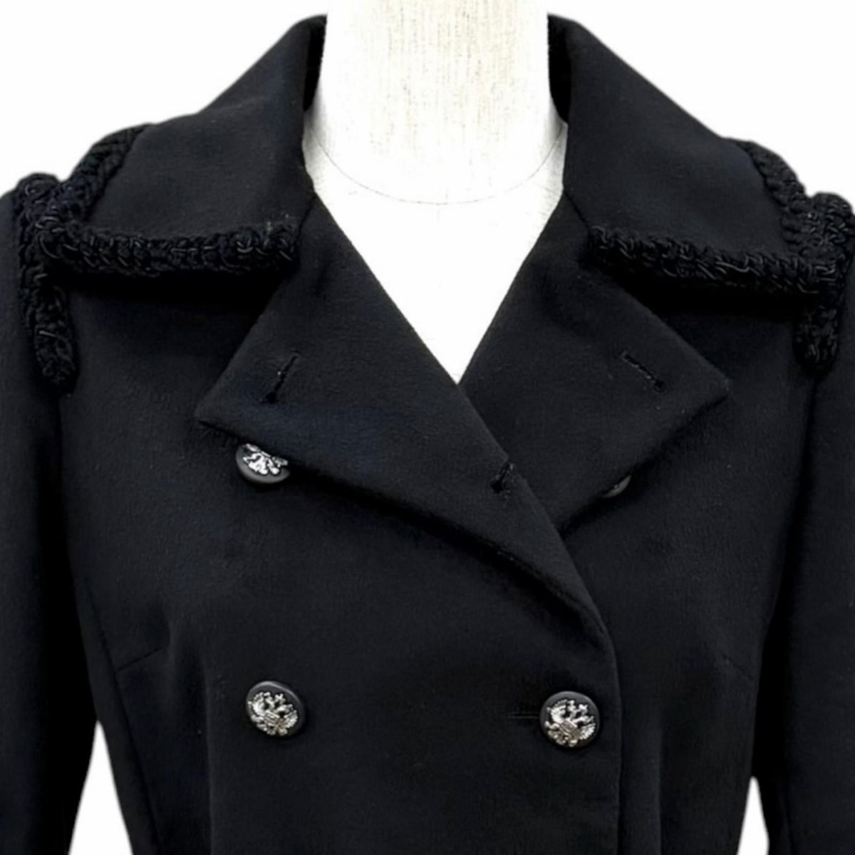 Chanel Cashmere 100% CC Logo Button Chain Design Buckle Double Breasted Coat — view 2