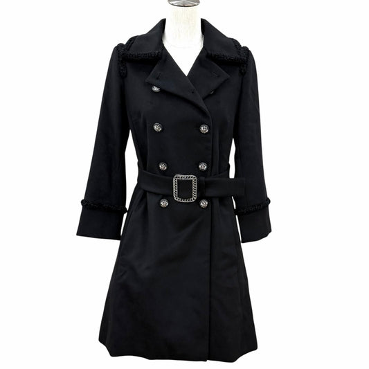 Chanel Cashmere 100% CC Logo Button Chain Design Buckle Double Breasted Coat