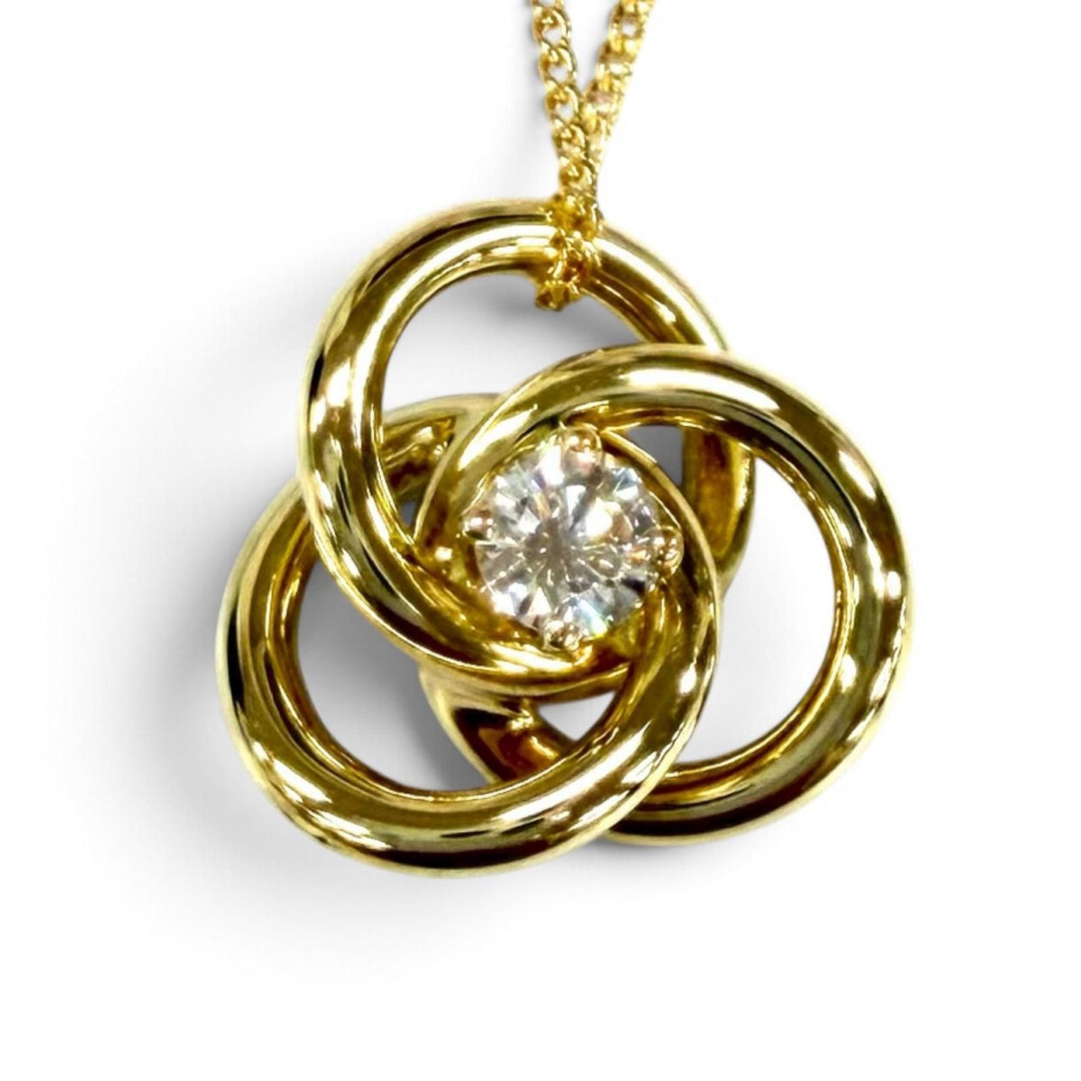 Tiffany & Co 750 Three Hoop Diamond Pendant Yellow Gold