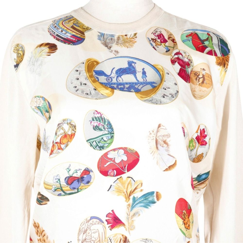 Hermes Couvee D'hermes Chicks Silk Beige Sweater — view 2