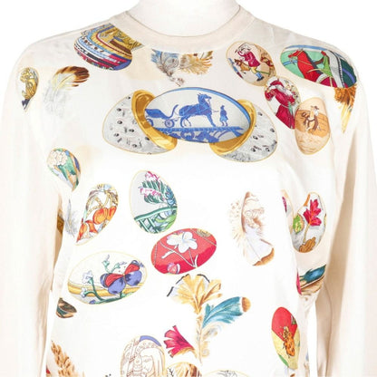 Hermes Couvee D'hermes Chicks Silk Beige Sweater — view 2