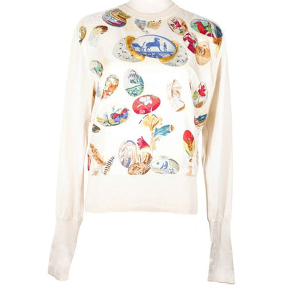 Hermes Couvee D'hermes Chicks Silk Beige Sweater