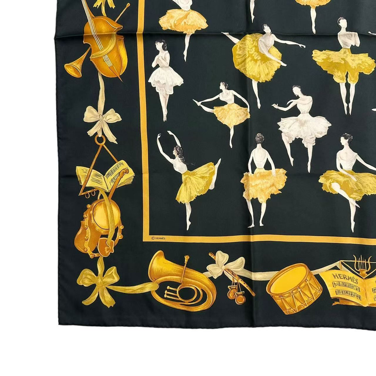 Hermes Carre 90 Silk Scarf la Danse la Dance Ballerina Black — view 4